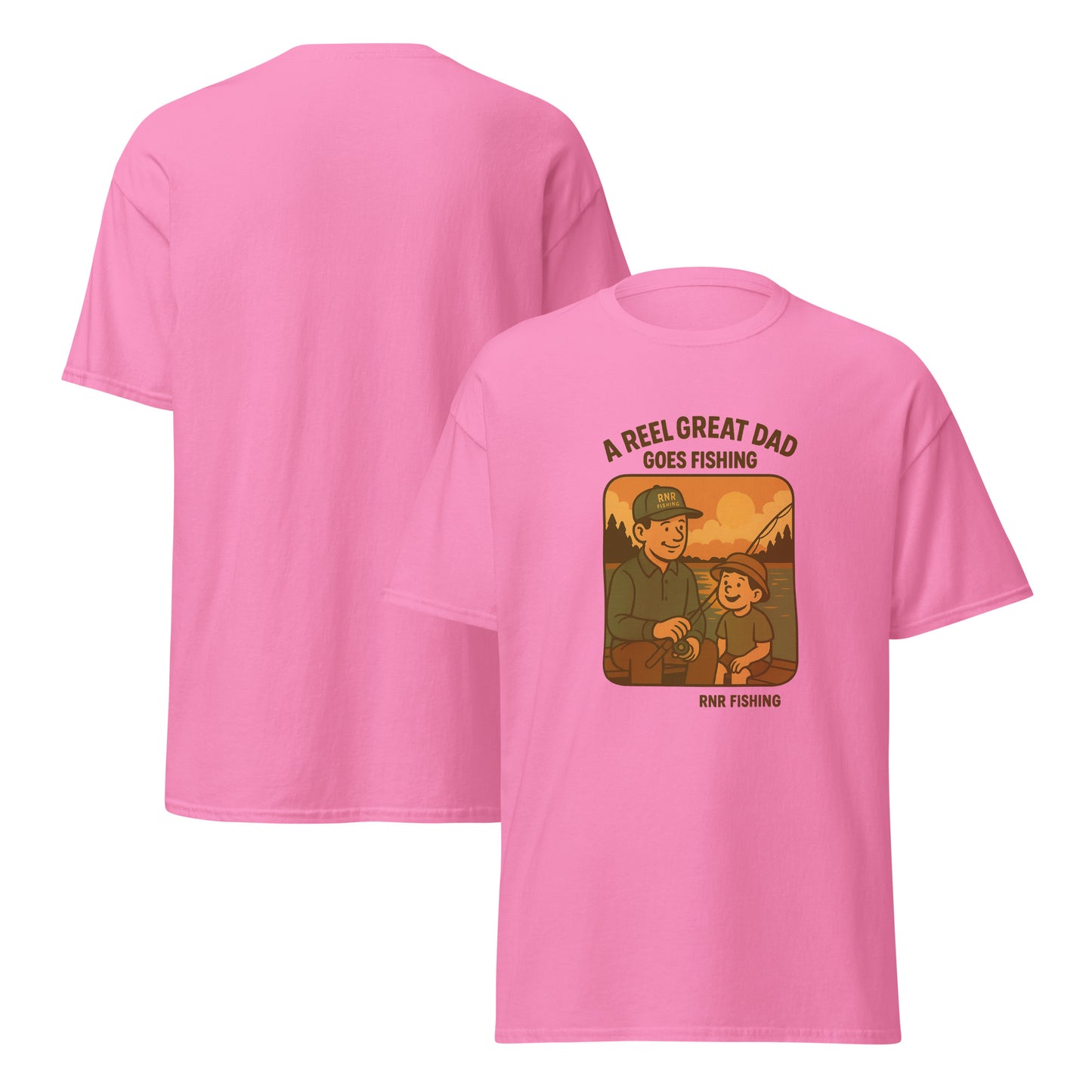 Front view of "Reel Great Dad" funny fishing shirt by RNR Fishing