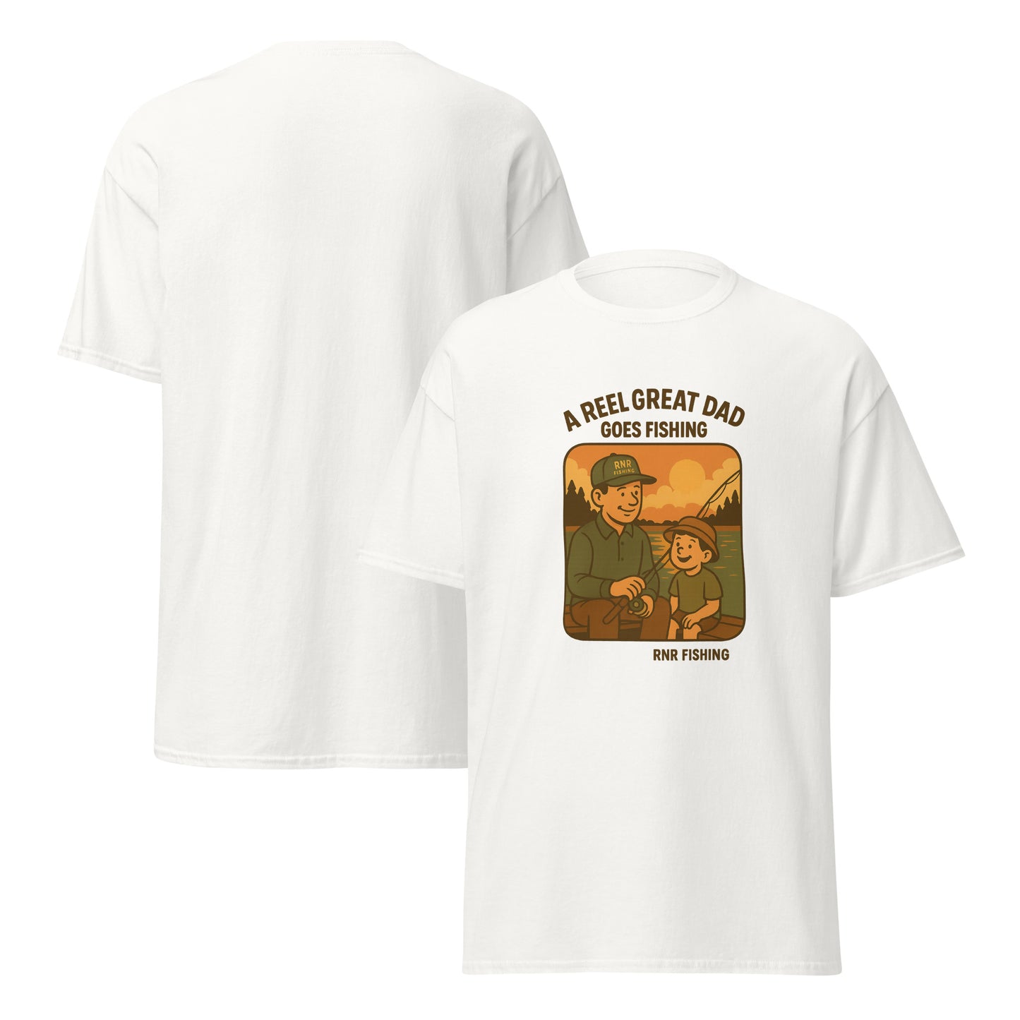 Front view of "Reel Great Dad" funny fishing shirt by RNR Fishing