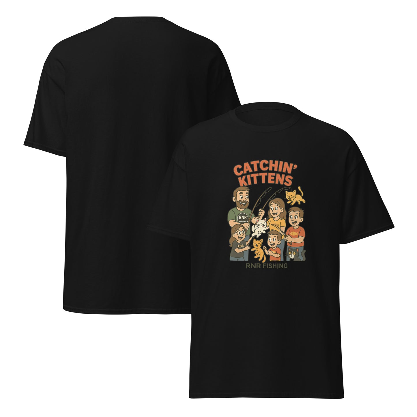 Catchin’ Kittens funny fishing shirt by RNR Fishing featuring playful cat humor