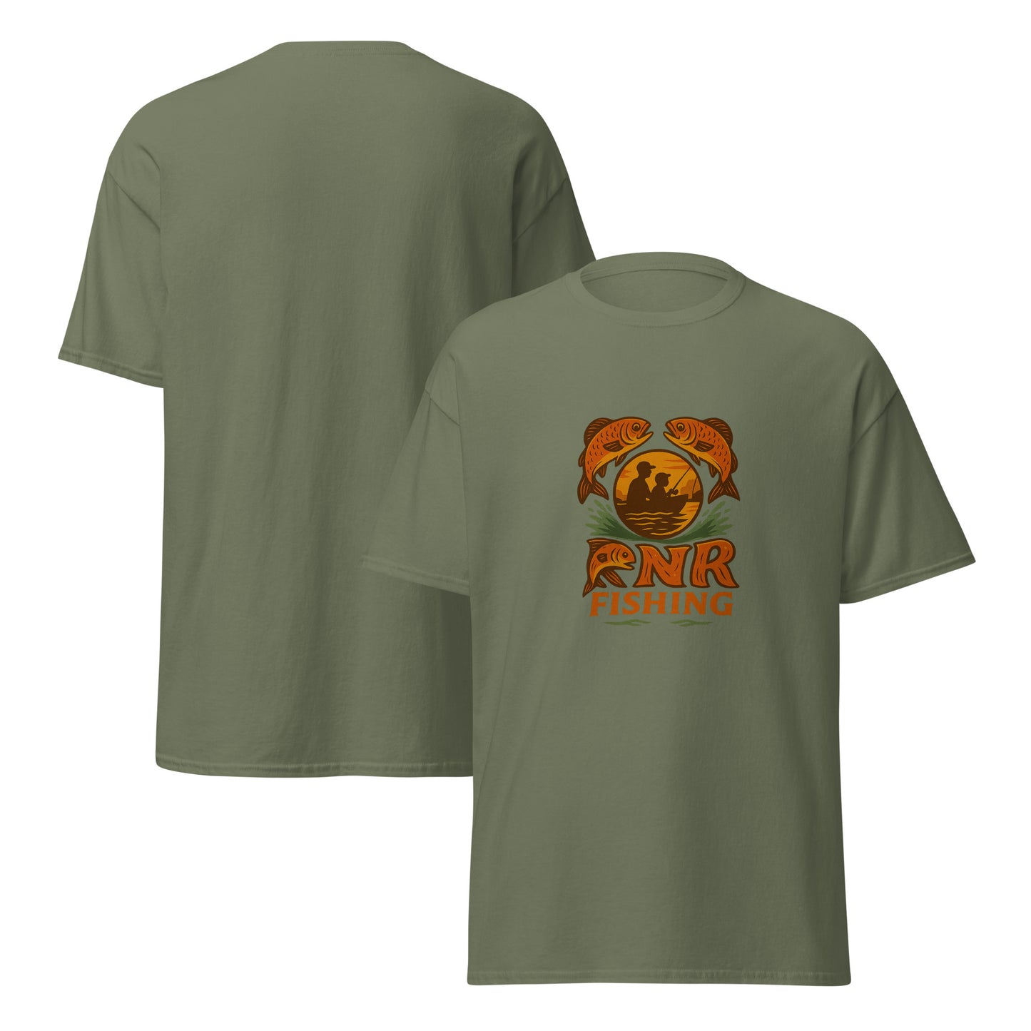 Cool fishing mural shirt by RNR Fishing featuring scenic outdoor lake artwork