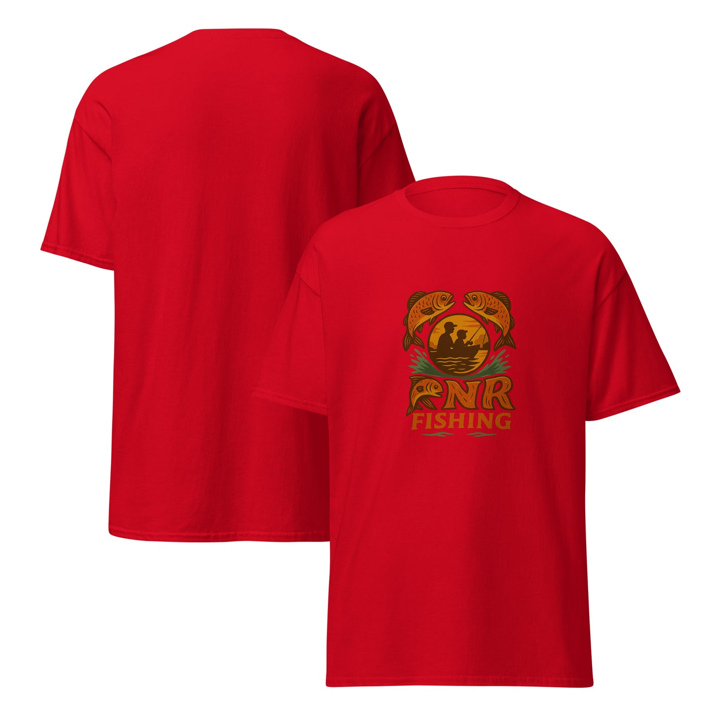 Cool fishing mural shirt by RNR Fishing featuring scenic outdoor lake artwork