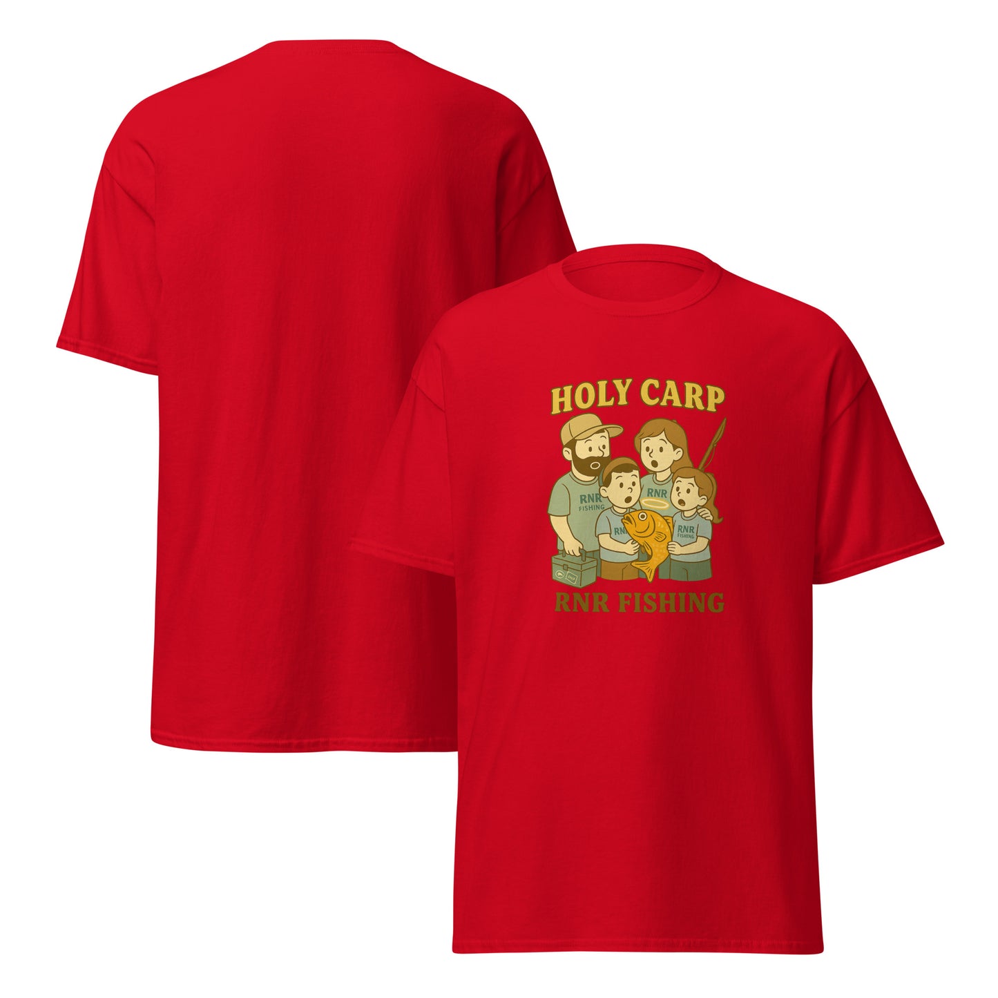 Holy Carp funny fishing shirt by RNR Fishing featuring bold fish pun design