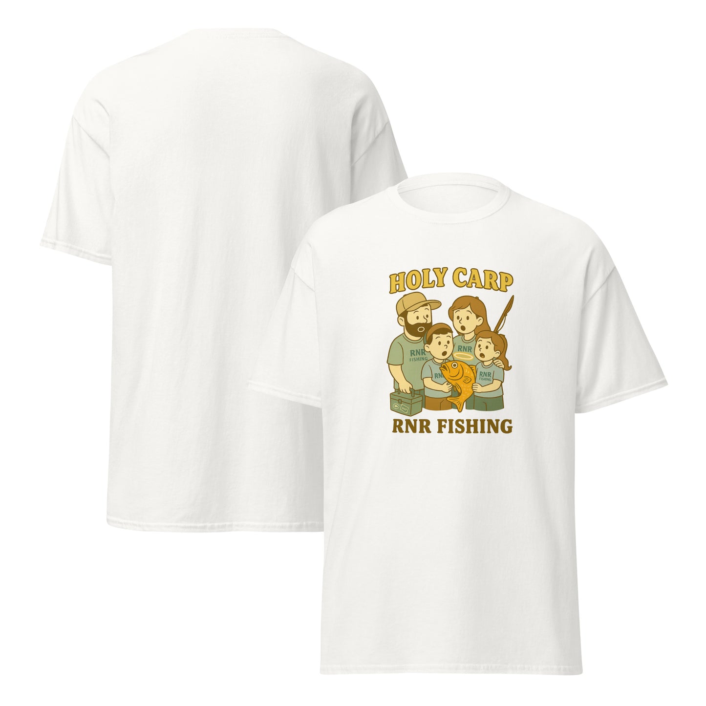 Holy Carp funny fishing shirt by RNR Fishing featuring bold fish pun design