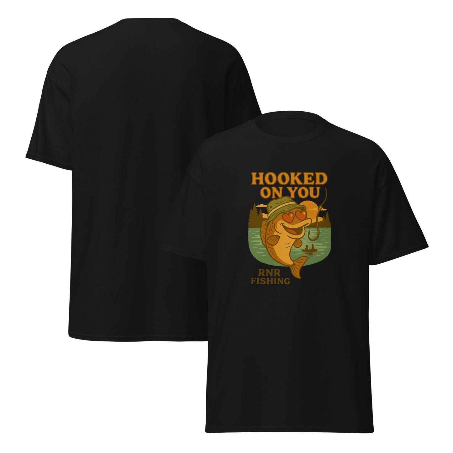 Hooked on You romantic fishing shirt by RNR Fishing with playful love pun