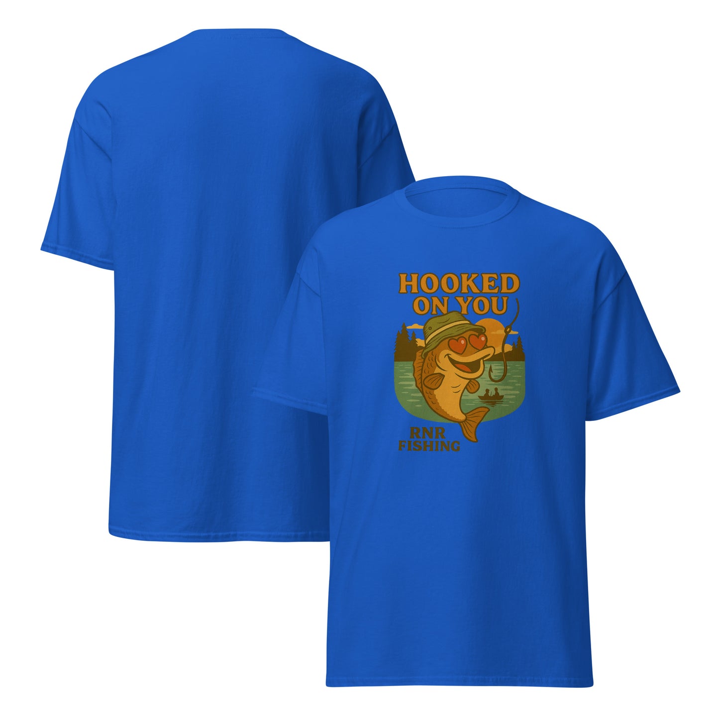 Hooked on You romantic fishing shirt by RNR Fishing with playful love pun