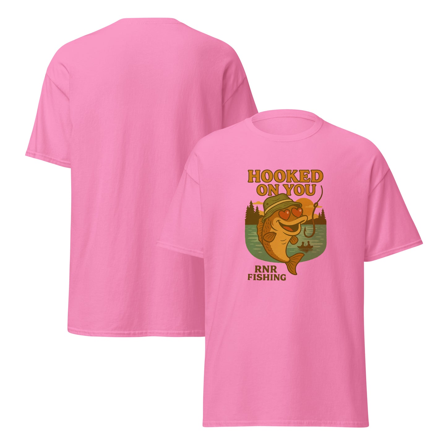 Hooked on You romantic fishing shirt by RNR Fishing with playful love pun