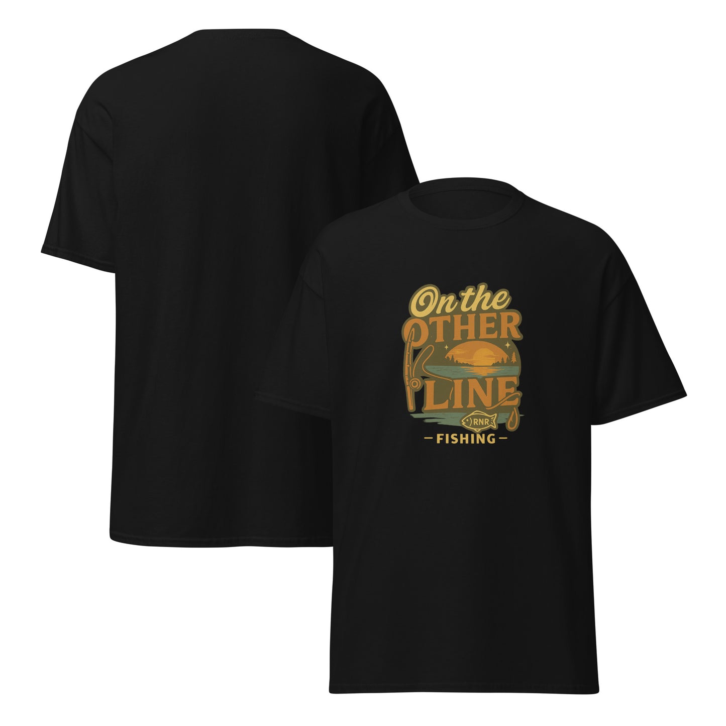 On the Other Line funny fishing shirt by RNR Fishing featuring phone pun humor
