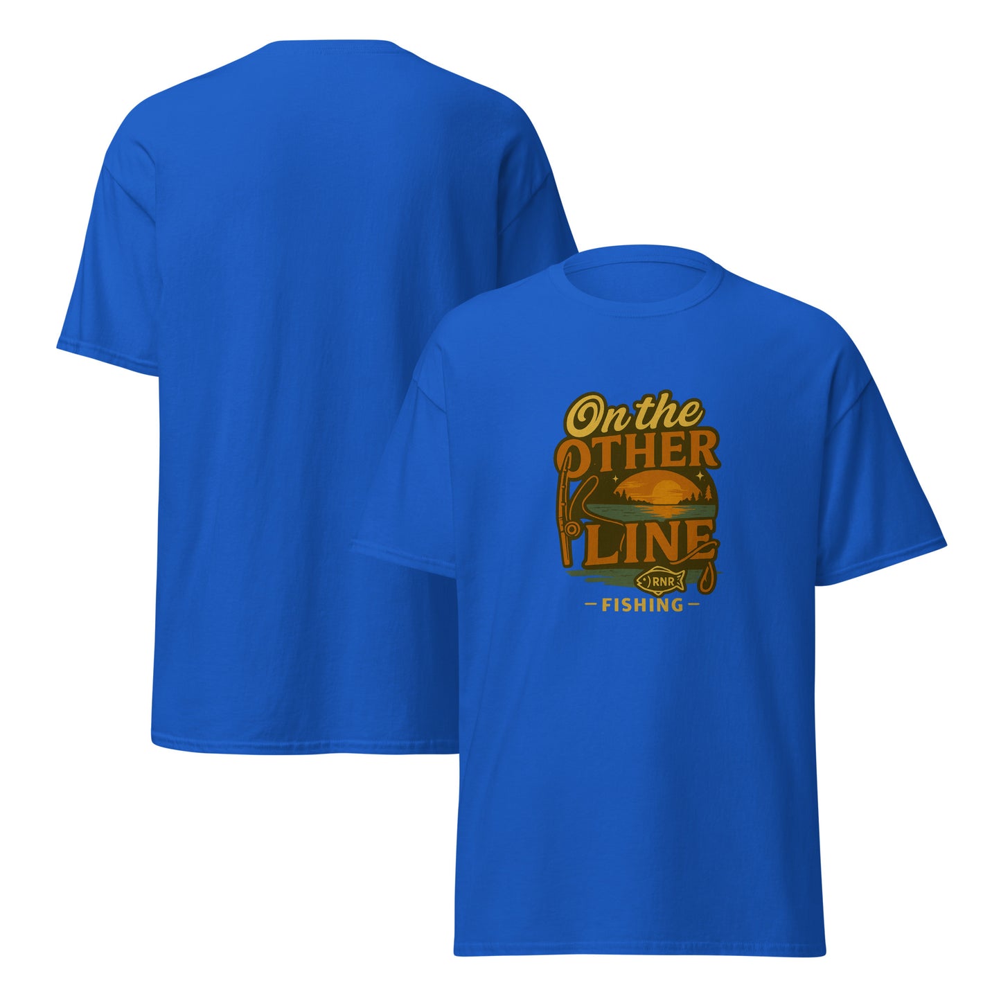 On the Other Line funny fishing shirt by RNR Fishing featuring phone pun humor