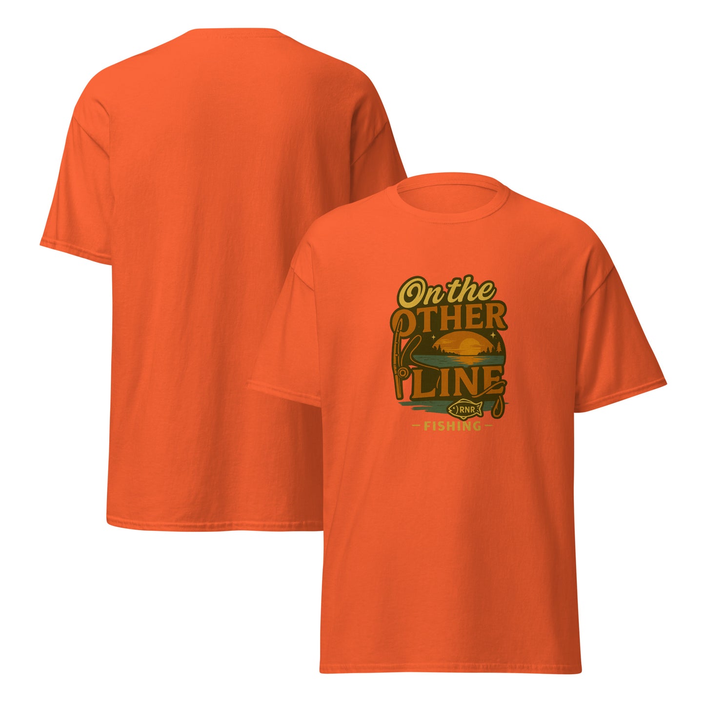 On the Other Line funny fishing shirt by RNR Fishing featuring phone pun humor