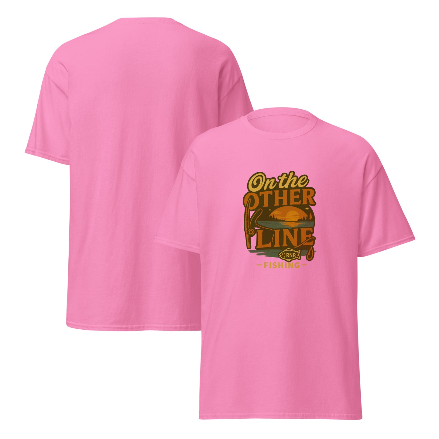 On the Other Line funny fishing shirt by RNR Fishing featuring phone pun humor