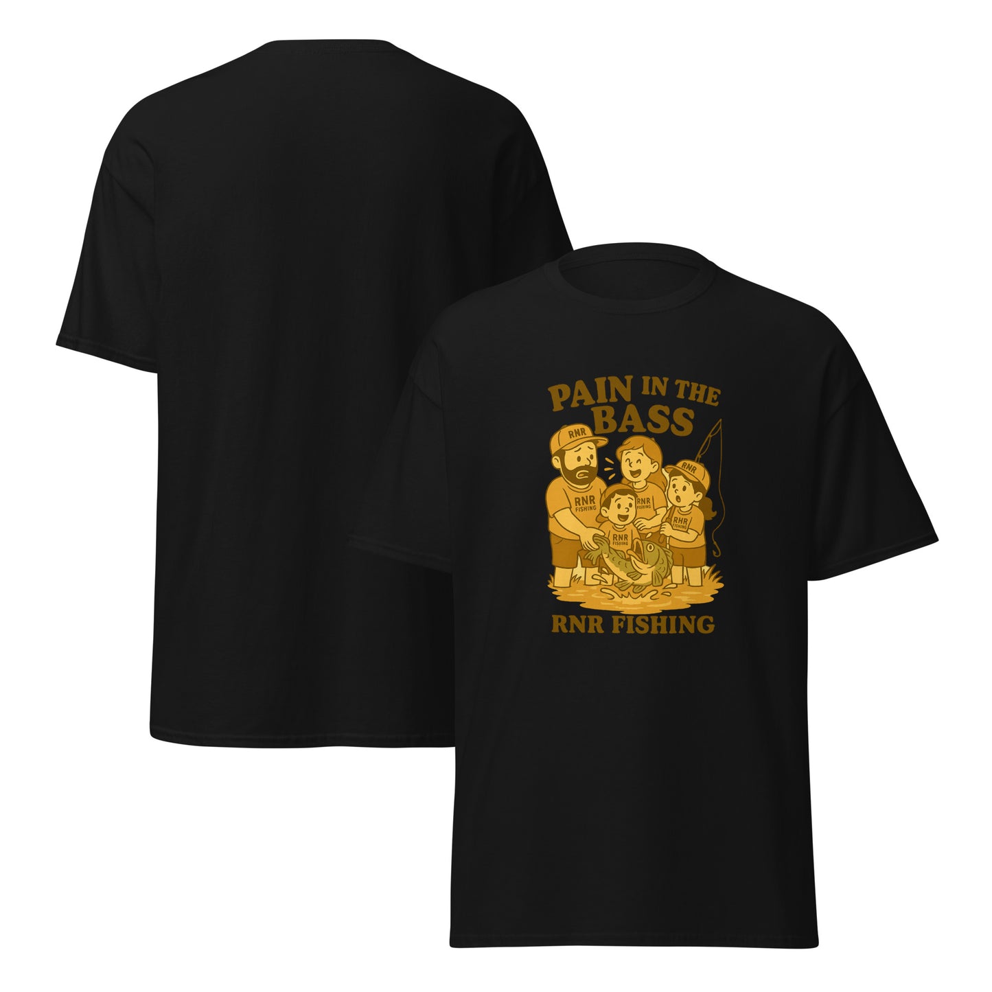 Pain in the Bass funny fishing shirt by RNR Fishing with bold bass pun humor