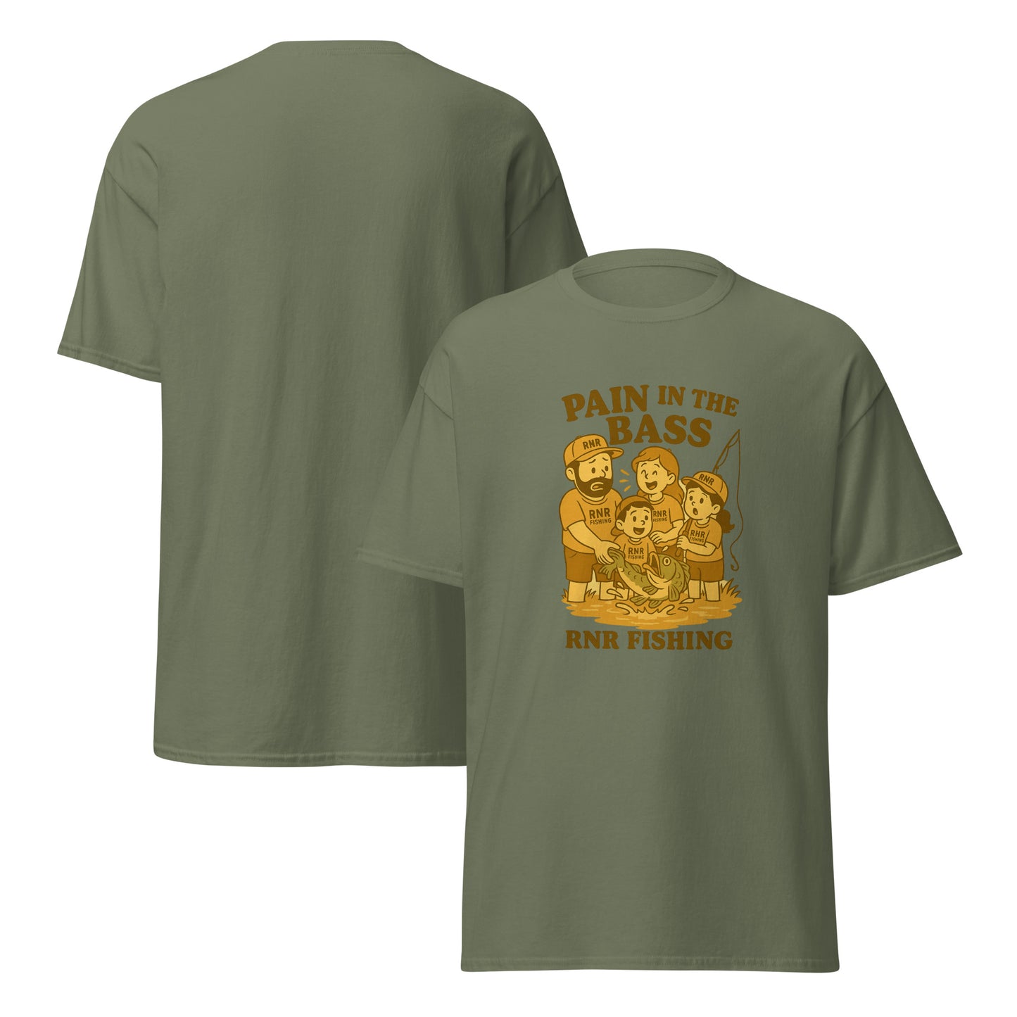 Pain in the Bass funny fishing shirt by RNR Fishing with bold bass pun humor