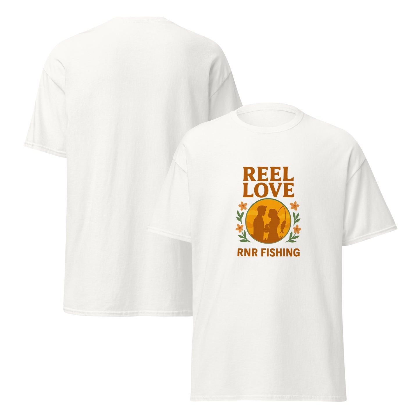 Reel Love romantic fishing shirt by RNR Fishing with heart and hook design