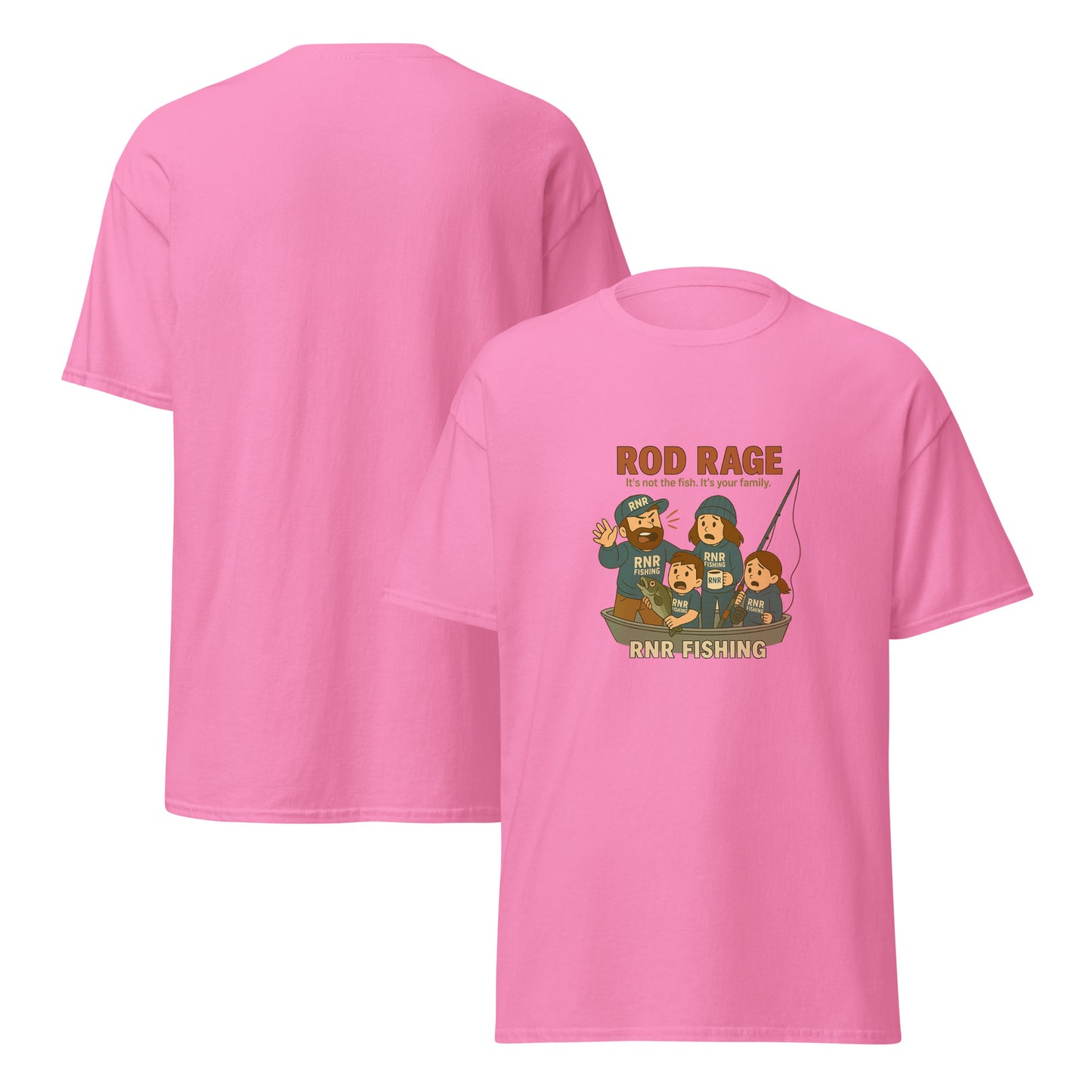Rod Rage funny fishing shirt by RNR Fishing featuring chaotic family humor