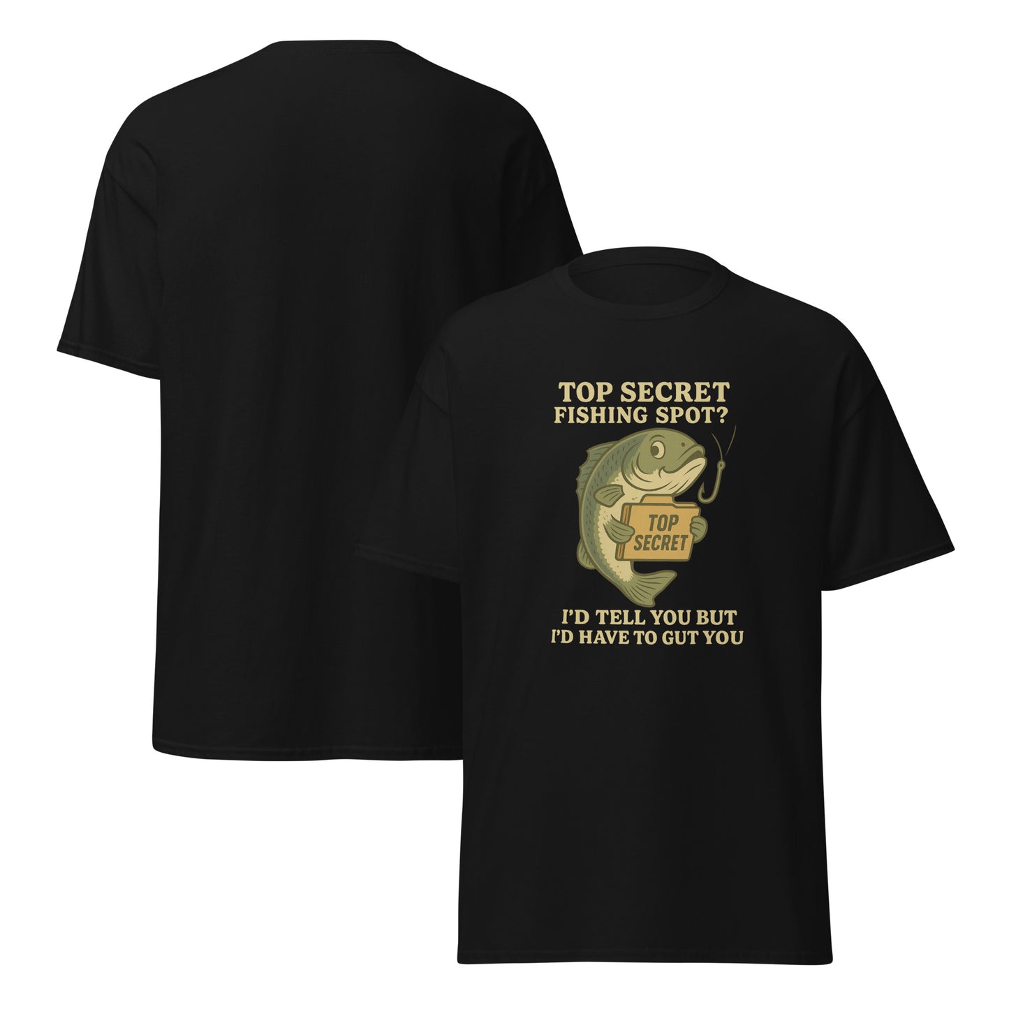 Secret Fishing Spot shirt by RNR Fishing with dark humor and fishing pun
