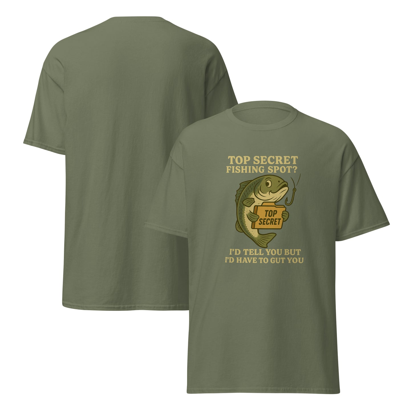 Secret Fishing Spot shirt by RNR Fishing with dark humor and fishing pun