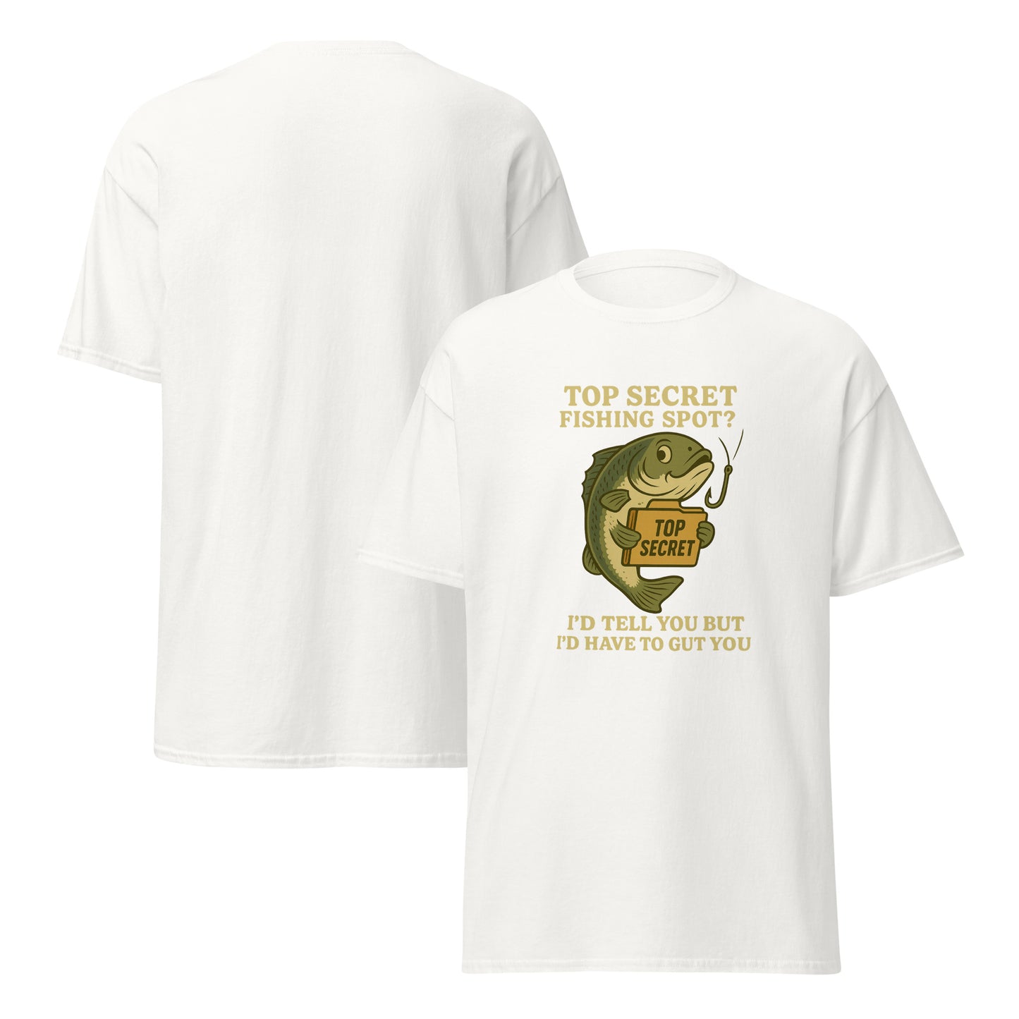 Secret Fishing Spot shirt by RNR Fishing with dark humor and fishing pun