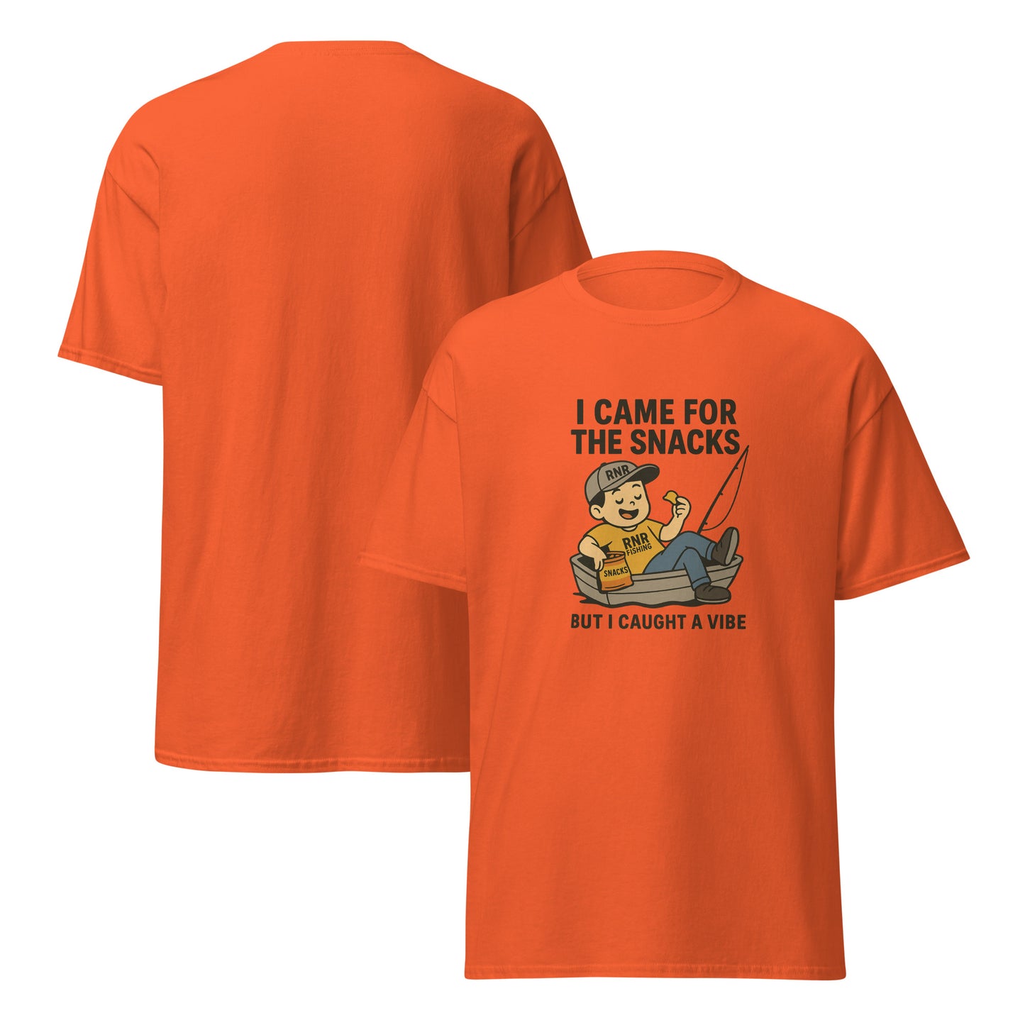 Snack Vibes funny fishing shirt by RNR Fishing with food and chill humor