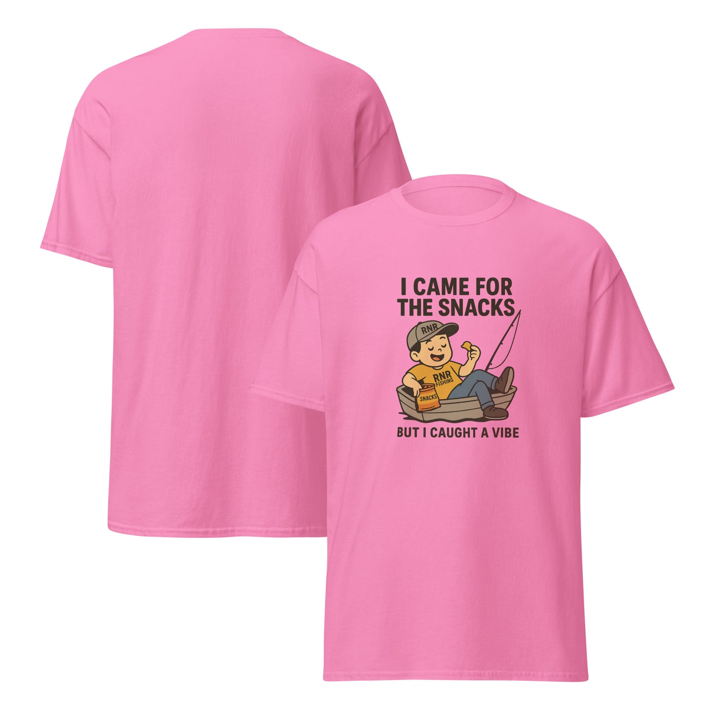 Snack Vibes funny fishing shirt by RNR Fishing with food and chill humor