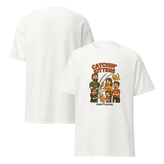 Catchin’ Kittens funny fishing shirt by RNR Fishing featuring playful cat humor