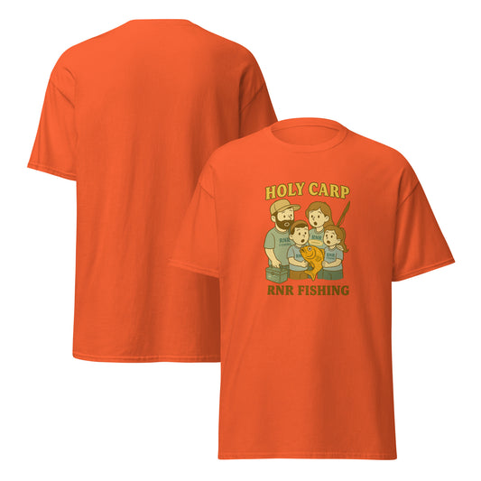 Holy Carp funny fishing shirt by RNR Fishing featuring bold fish pun design