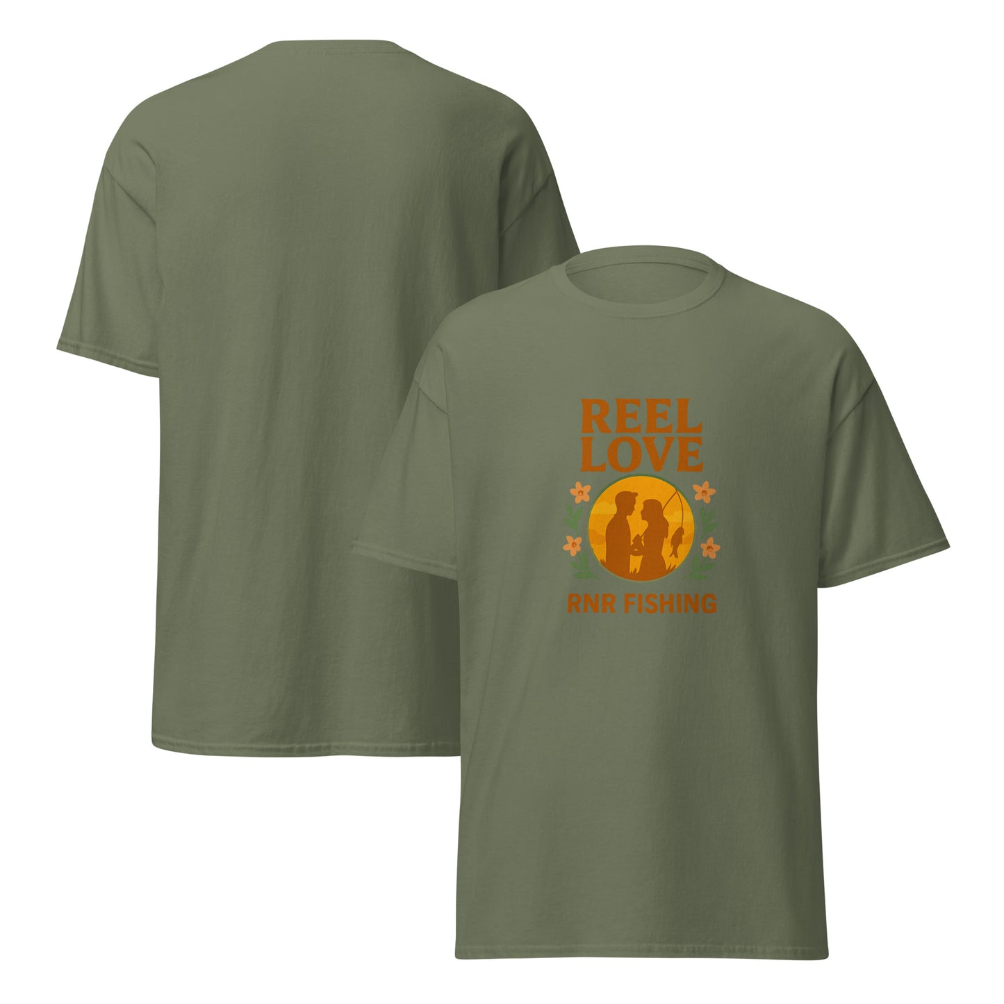 Reel Love romantic fishing shirt by RNR Fishing with heart and hook design
