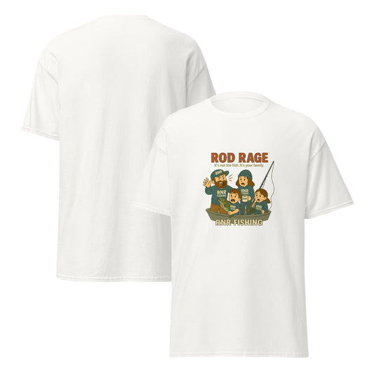 Rod Rage funny fishing shirt by RNR Fishing featuring chaotic family humor